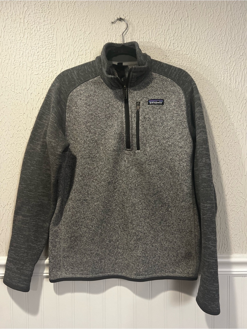 Patagonia Two Toned Gray Better Sweater Fleece 1/4 zip pullover size medium